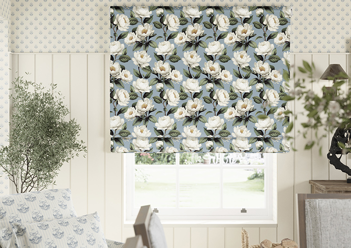 Henley, Henleys Vine Raffs Blue - Twist&Fit Roman Blind - Image 3
